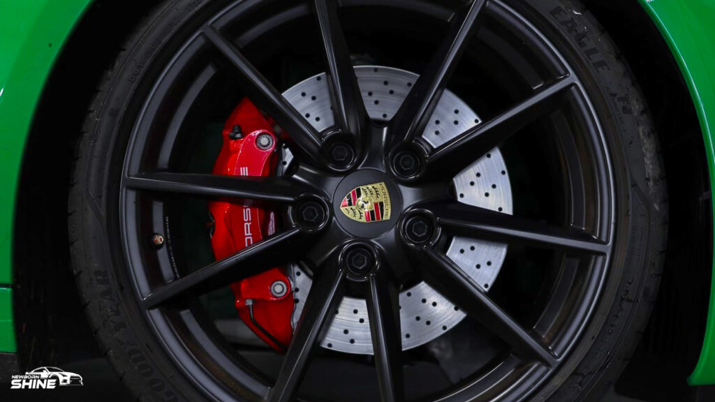 2022 Green Porsche 911 Auto Detailing and Ceramic Coating - Driver Front Wheel Close