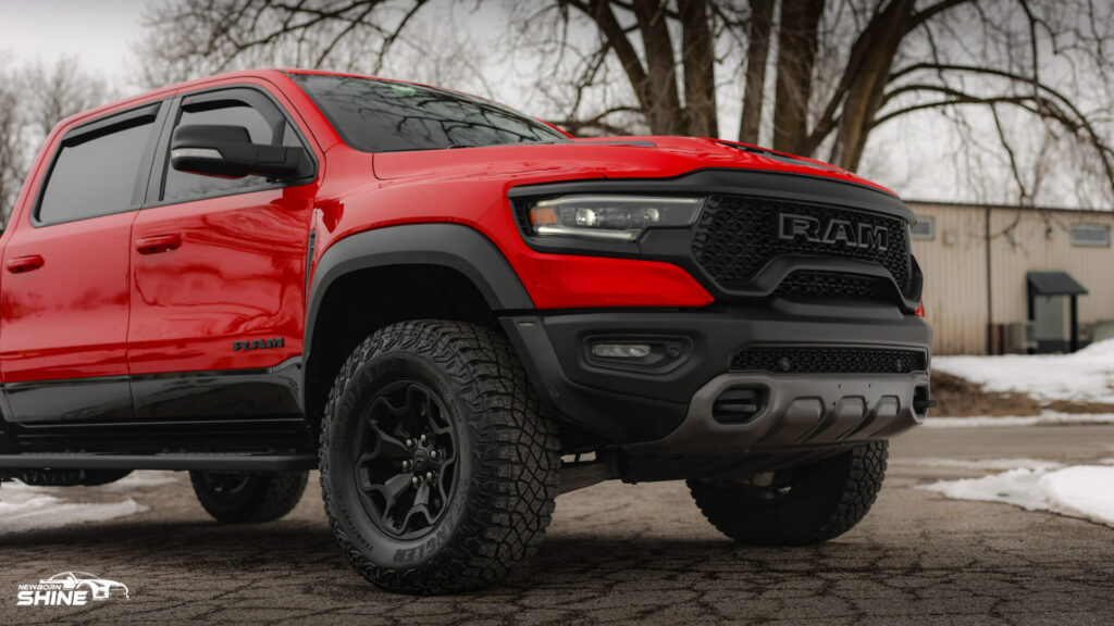 2022 Red RAM TRX Auto Detailing and Ceramic Coating - Passenger Front Half Close