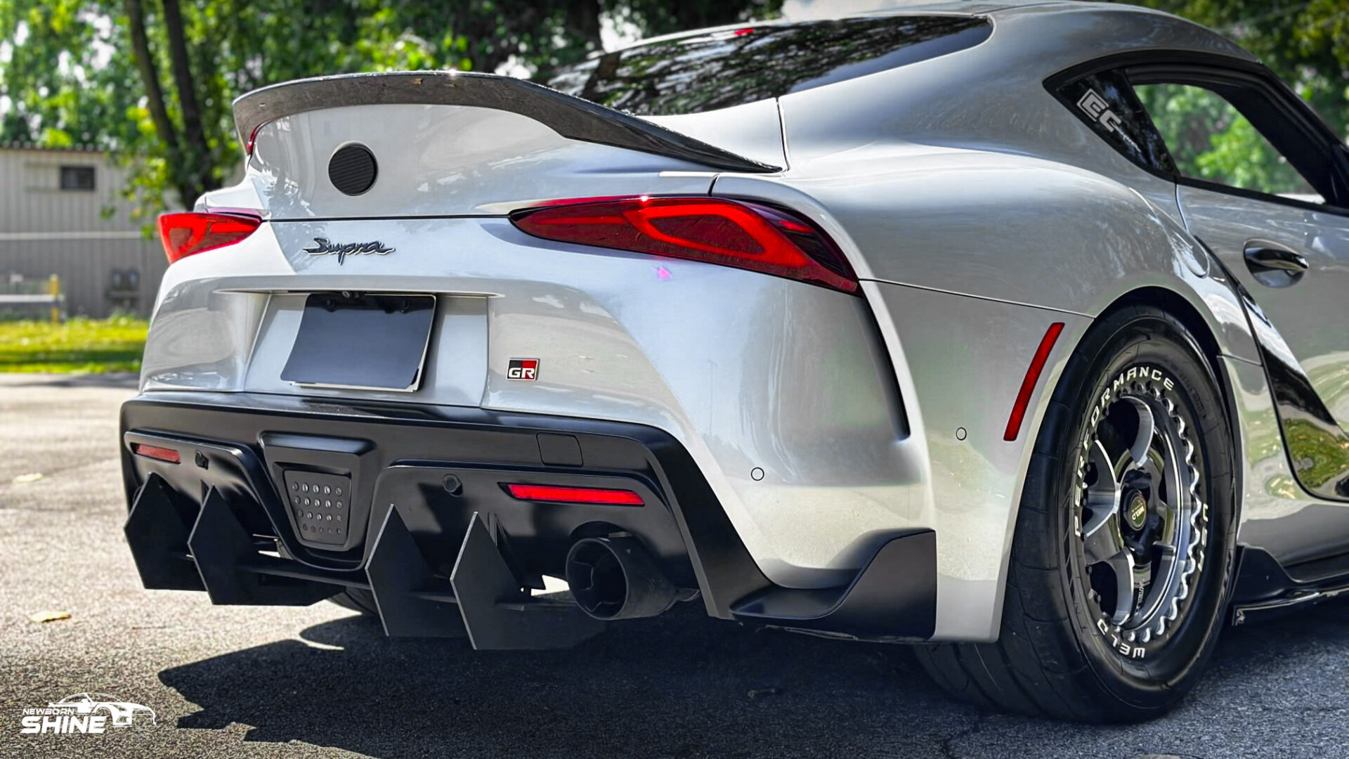 2022 Silver Toyota GR Supra Auto Detailing and Ceramic Coating - Passenger Rear Half Mid
